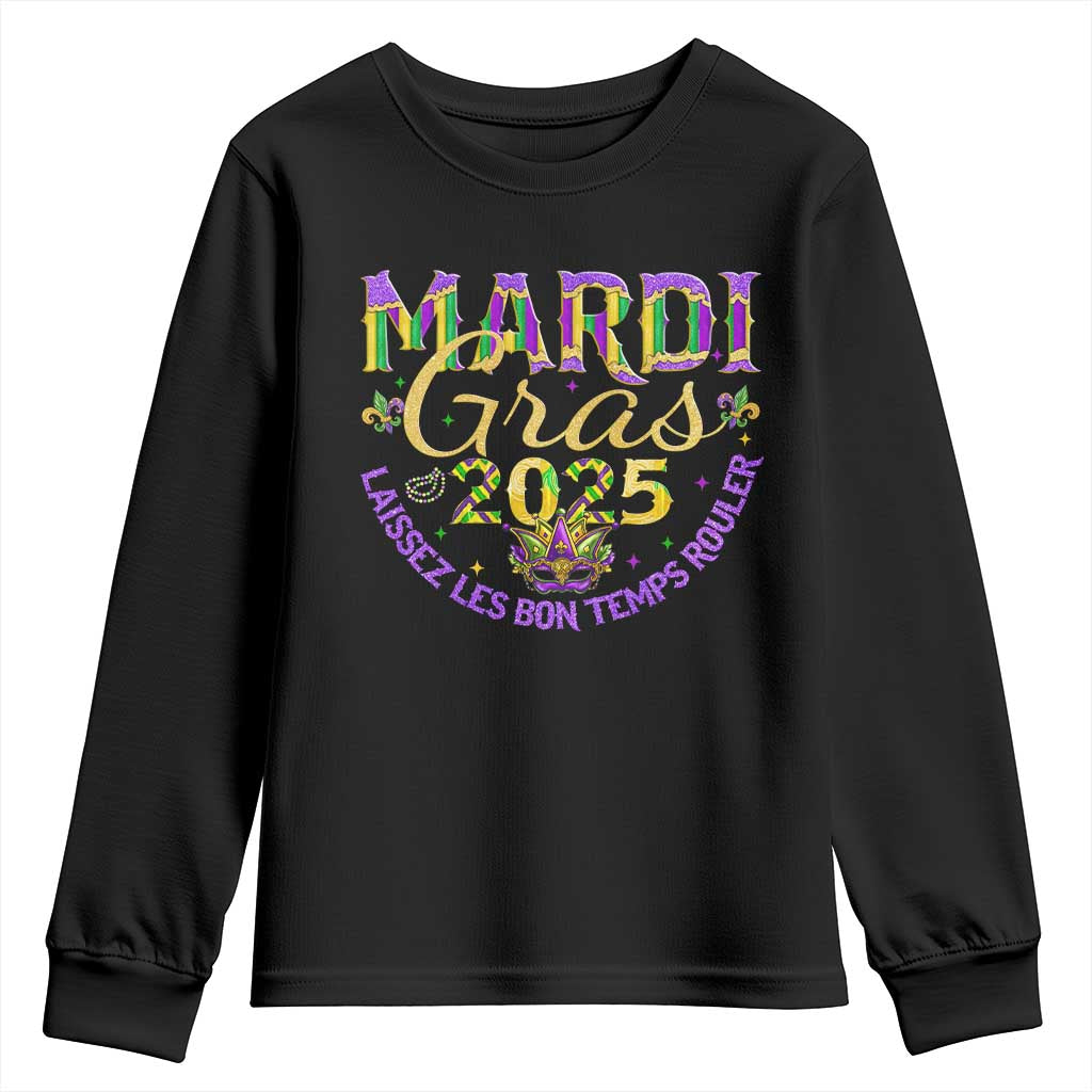 Mardi Gras 2025 Youth Sweatshirt Laissez Les Bon Temps Rouler TS09 Black Print Your Wear