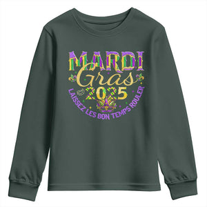 Mardi Gras 2025 Youth Sweatshirt Laissez Les Bon Temps Rouler TS09 Dark Forest Green Print Your Wear