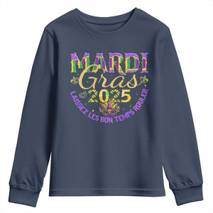 Mardi Gras 2025 Youth Sweatshirt Laissez Les Bon Temps Rouler TS09 Navy Print Your Wear