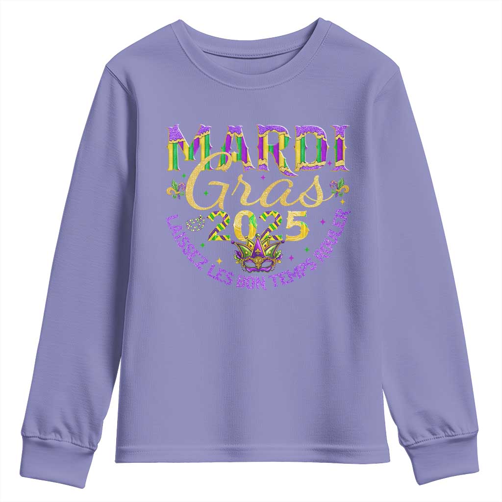 Mardi Gras 2025 Youth Sweatshirt Laissez Les Bon Temps Rouler TS09 Violet Print Your Wear