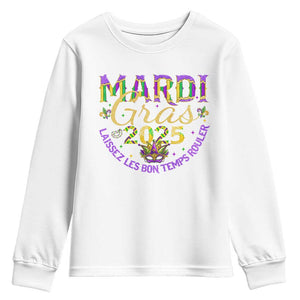 Mardi Gras 2025 Youth Sweatshirt Laissez Les Bon Temps Rouler TS09 White Print Your Wear