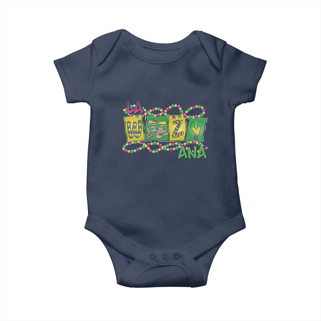 Mardi Gras La Weezy Ana Baby Onesie TS09 Navy Print Your Wear