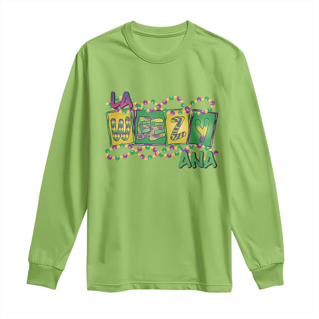 Mardi Gras La Weezy Ana Long Sleeve Shirt TS09 Lime Print Your Wear