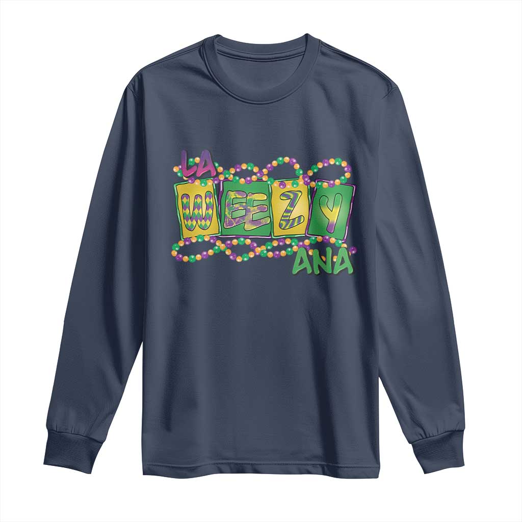 Mardi Gras La Weezy Ana Long Sleeve Shirt TS09 Navy Print Your Wear