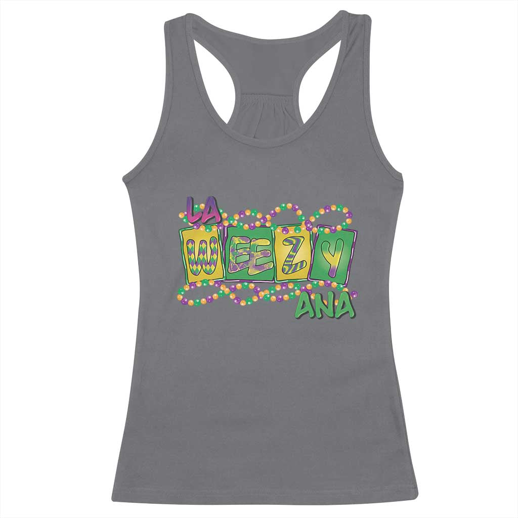 Mardi Gras La Weezy Ana Racerback Tank Top TS09 Charcoal Print Your Wear