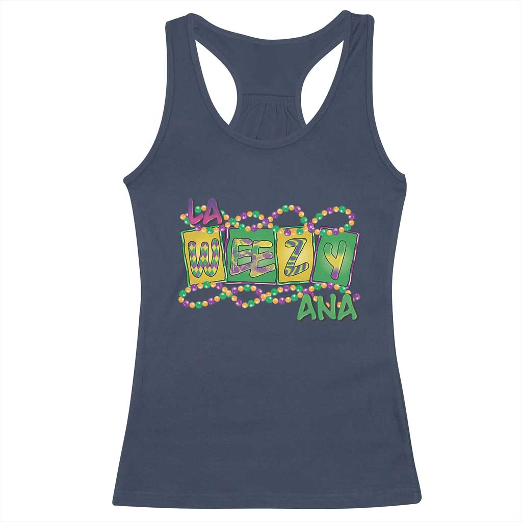 Mardi Gras La Weezy Ana Racerback Tank Top TS09 Navy Print Your Wear