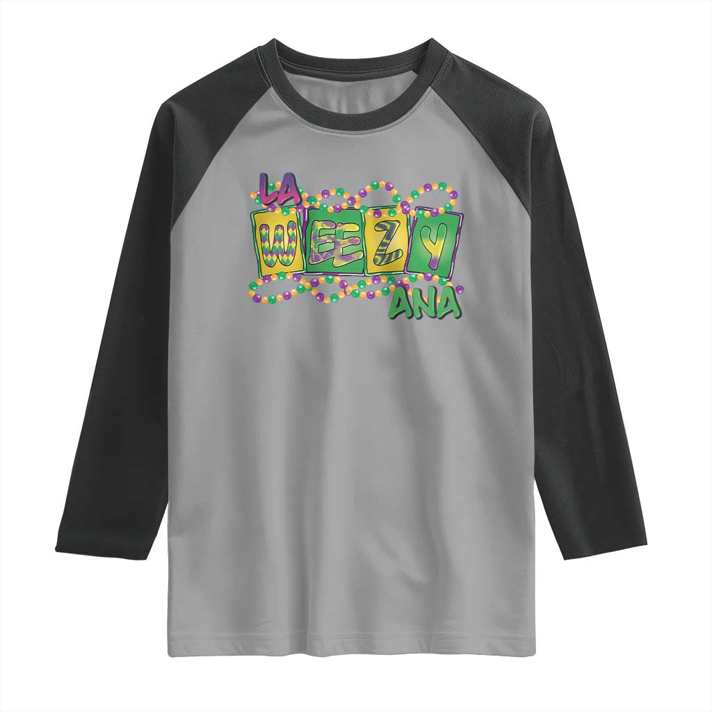 Mardi Gras La Weezy Ana Raglan Shirt TS09 Sport Gray Black Print Your Wear