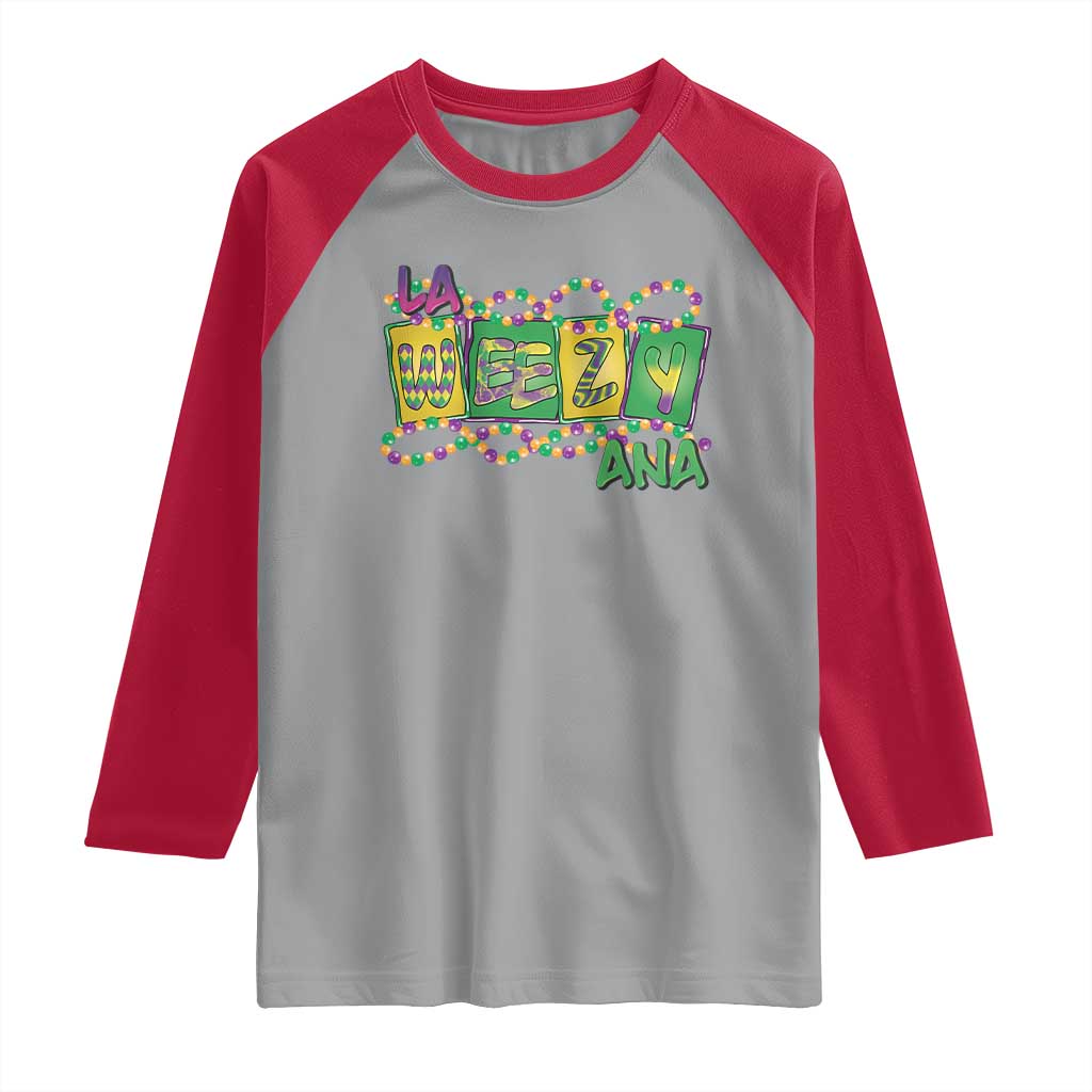 Mardi Gras La Weezy Ana Raglan Shirt TS09 Sport Gray Red Print Your Wear