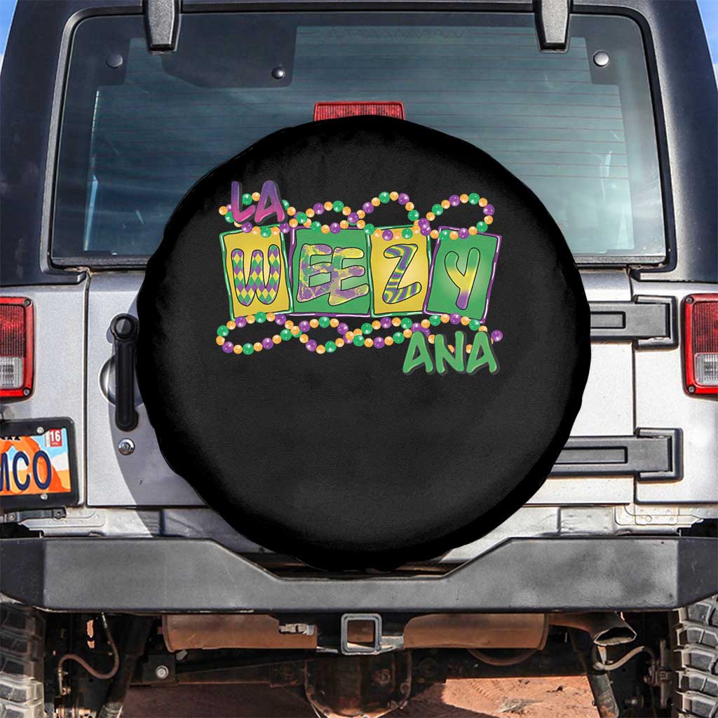 Mardi Gras La Weezy Ana Spare Tire Cover TS09 No hole Black Print Your Wear