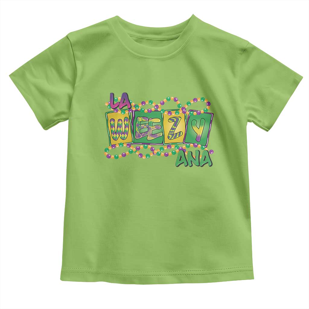 Mardi Gras La Weezy Ana Toddler T Shirt TS09 Lime Print Your Wear