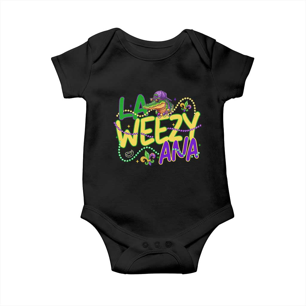 Mardi Gras Baby Onesie La Weezy Ana Hip Hop Aligator Louisiana TS09 Black Print Your Wear