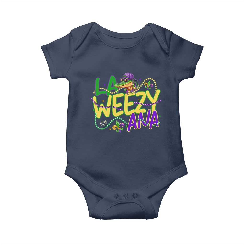 Mardi Gras Baby Onesie La Weezy Ana Hip Hop Aligator Louisiana TS09 Navy Print Your Wear