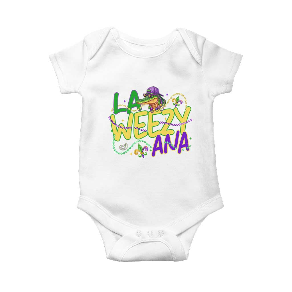 Mardi Gras Baby Onesie La Weezy Ana Hip Hop Aligator Louisiana TS09 White Print Your Wear