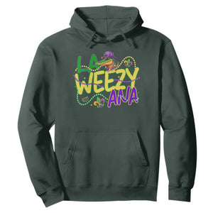 Mardi Gras Hoodie La Weezy Ana Hip Hop Aligator Louisiana TS09 Dark Forest Green Print Your Wear