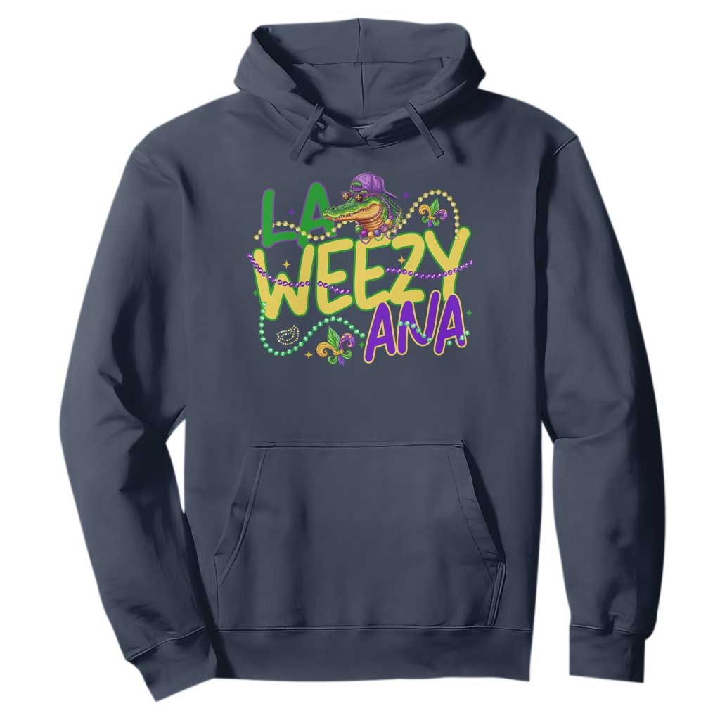 Mardi Gras Hoodie La Weezy Ana Hip Hop Aligator Louisiana TS09 Navy Print Your Wear