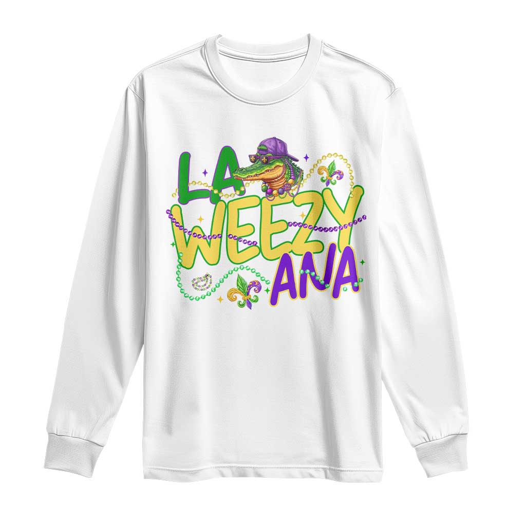 Mardi Gras Long Sleeve Shirt La Weezy Ana Hip Hop Aligator Louisiana TS09 White Print Your Wear