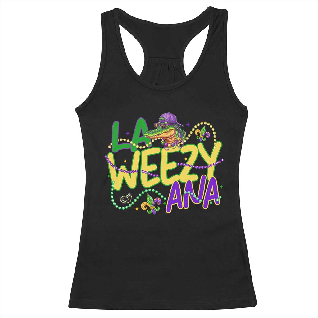 Mardi Gras Racerback Tank Top La Weezy Ana Hip Hop Aligator Louisiana TS09 Black Print Your Wear