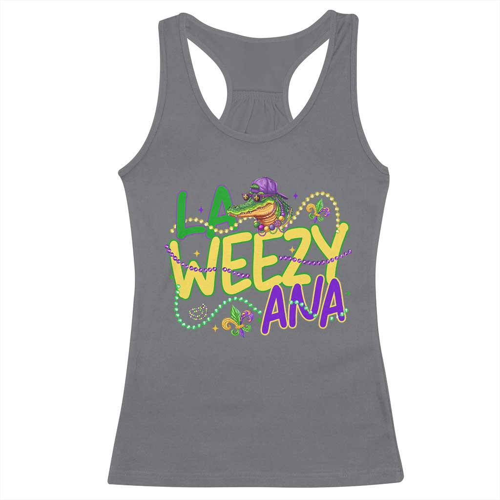 Mardi Gras Racerback Tank Top La Weezy Ana Hip Hop Aligator Louisiana TS09 Charcoal Print Your Wear