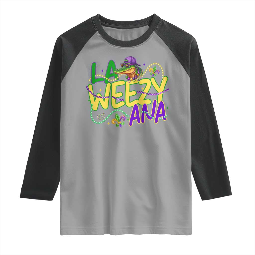 Mardi Gras Raglan Shirt La Weezy Ana Hip Hop Aligator Louisiana TS09 Sport Gray Black Print Your Wear