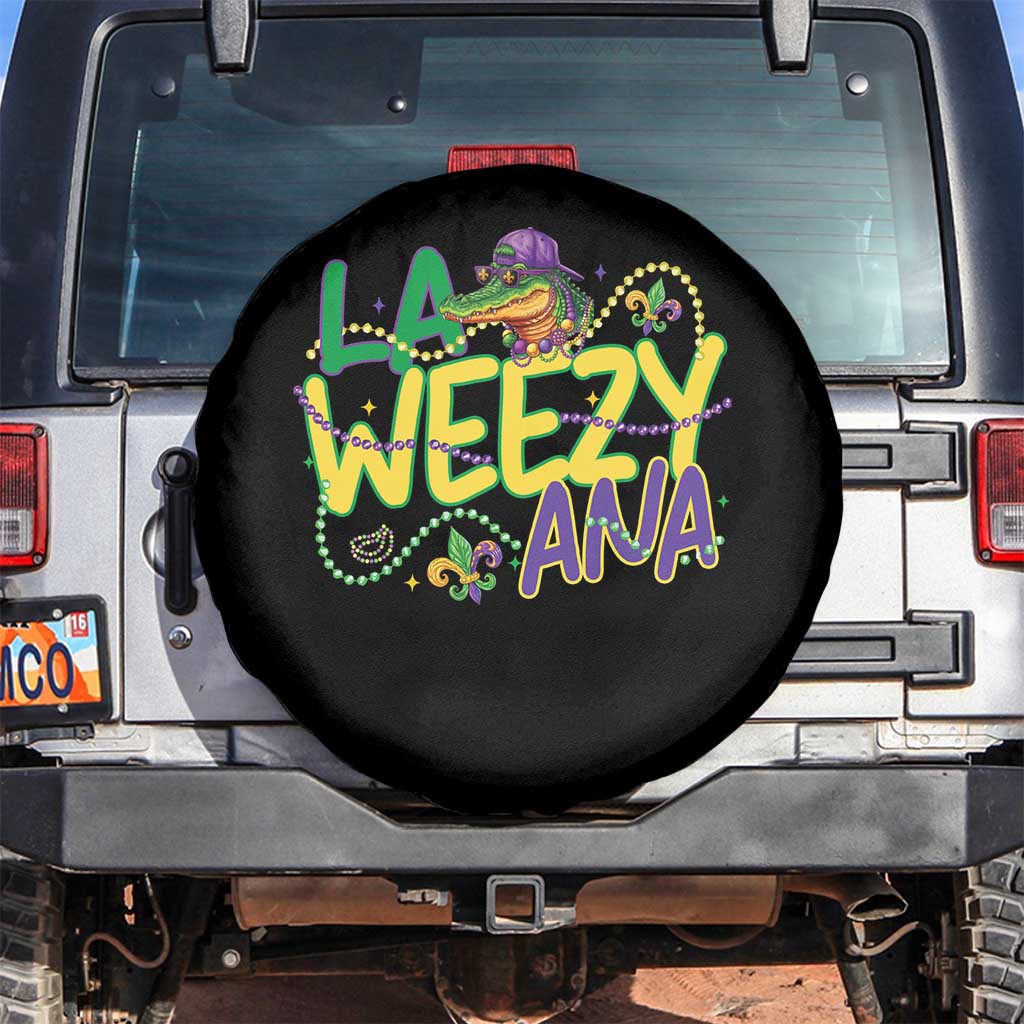 Mardi Gras Spare Tire Cover La Weezy Ana Hip Hop Aligator Louisiana TS09 No hole Black Print Your Wear