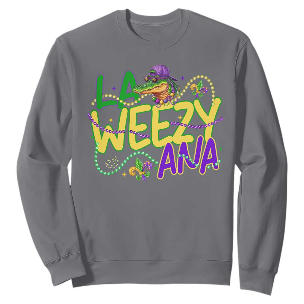 Mardi Gras Sweatshirt La Weezy Ana Hip Hop Aligator Louisiana TS09 Charcoal Print Your Wear