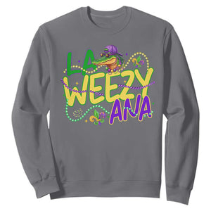 Mardi Gras Sweatshirt La Weezy Ana Hip Hop Aligator Louisiana TS09 Charcoal Print Your Wear