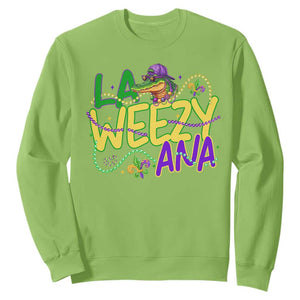 Mardi Gras Sweatshirt La Weezy Ana Hip Hop Aligator Louisiana TS09 Lime Print Your Wear
