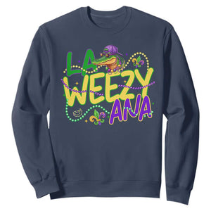 Mardi Gras Sweatshirt La Weezy Ana Hip Hop Aligator Louisiana TS09 Navy Print Your Wear