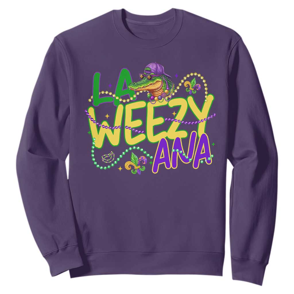 Mardi Gras Sweatshirt La Weezy Ana Hip Hop Aligator Louisiana TS09 Purple Print Your Wear