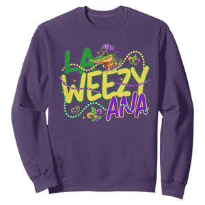 Mardi Gras Sweatshirt La Weezy Ana Hip Hop Aligator Louisiana TS09 Purple Print Your Wear