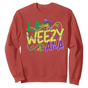 Mardi Gras Sweatshirt La Weezy Ana Hip Hop Aligator Louisiana TS09 Red Print Your Wear