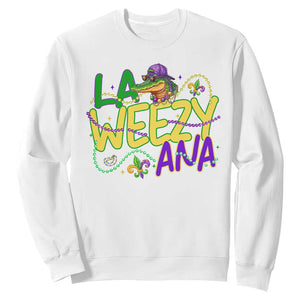 Mardi Gras Sweatshirt La Weezy Ana Hip Hop Aligator Louisiana TS09 White Print Your Wear