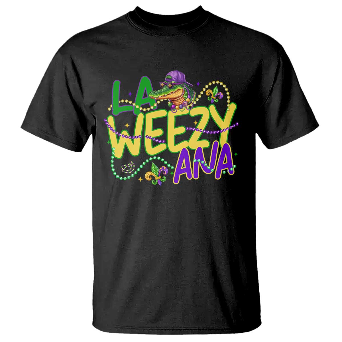 Mardi Gras T Shirt La Weezy Ana Hip Hop Aligator Louisiana TS09 Black Print Your Wear