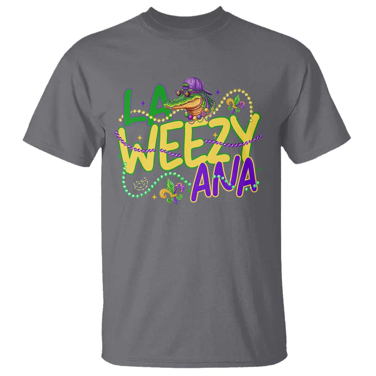 Mardi Gras T Shirt La Weezy Ana Hip Hop Aligator Louisiana TS09 Charcoal Print Your Wear