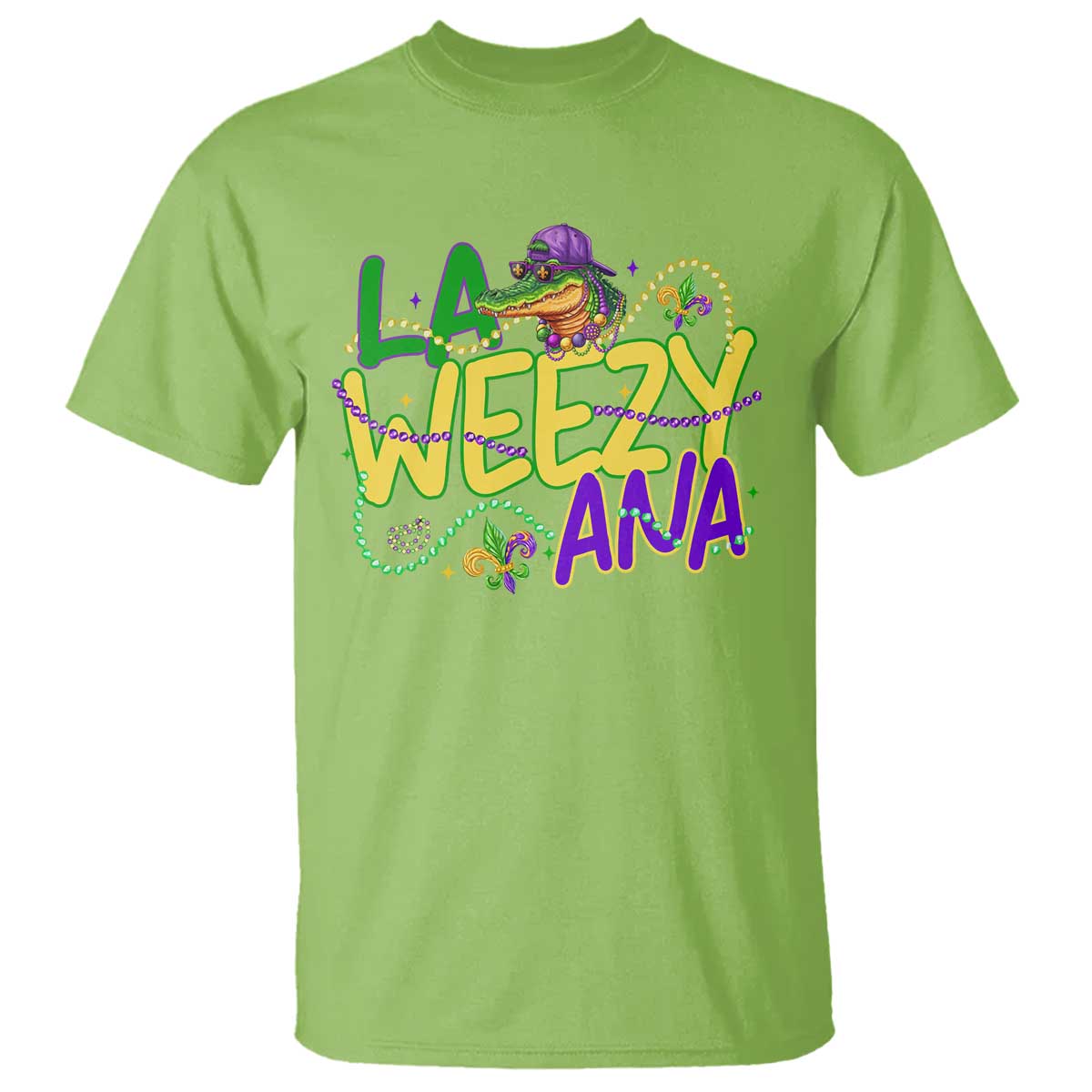 Mardi Gras T Shirt La Weezy Ana Hip Hop Aligator Louisiana TS09 Lime Print Your Wear