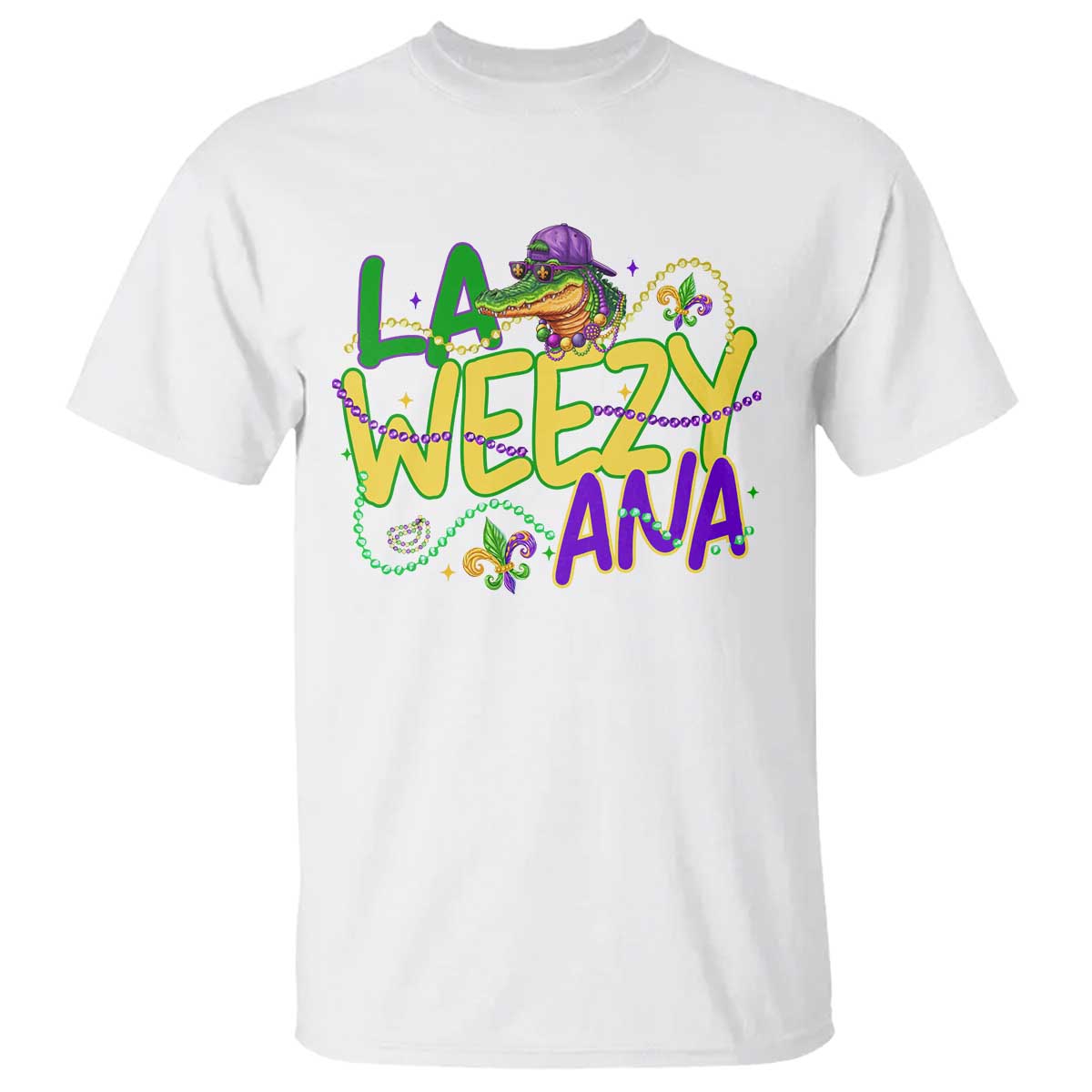 Mardi Gras T Shirt La Weezy Ana Hip Hop Aligator Louisiana TS09 White Print Your Wear