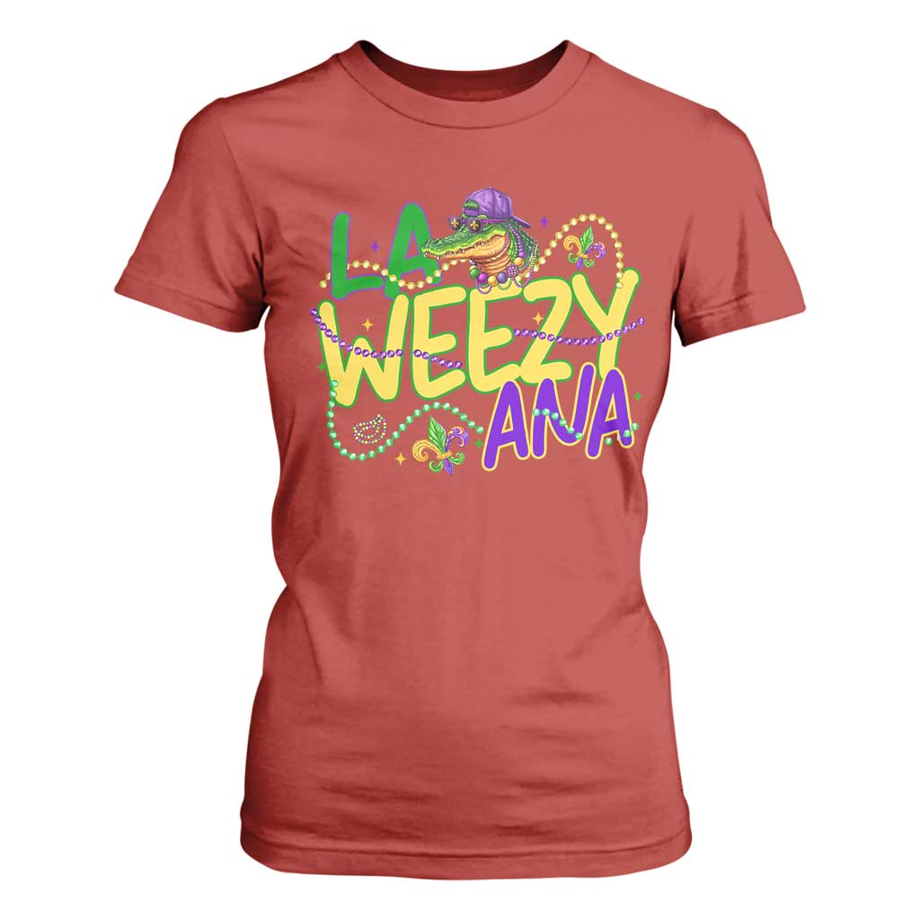 Mardi Gras T Shirt For Women La Weezy Ana Hip Hop Aligator Louisiana TS09 Red Print Your Wear