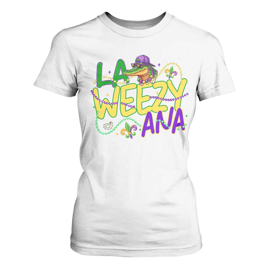 Mardi Gras T Shirt For Women La Weezy Ana Hip Hop Aligator Louisiana TS09 White Print Your Wear