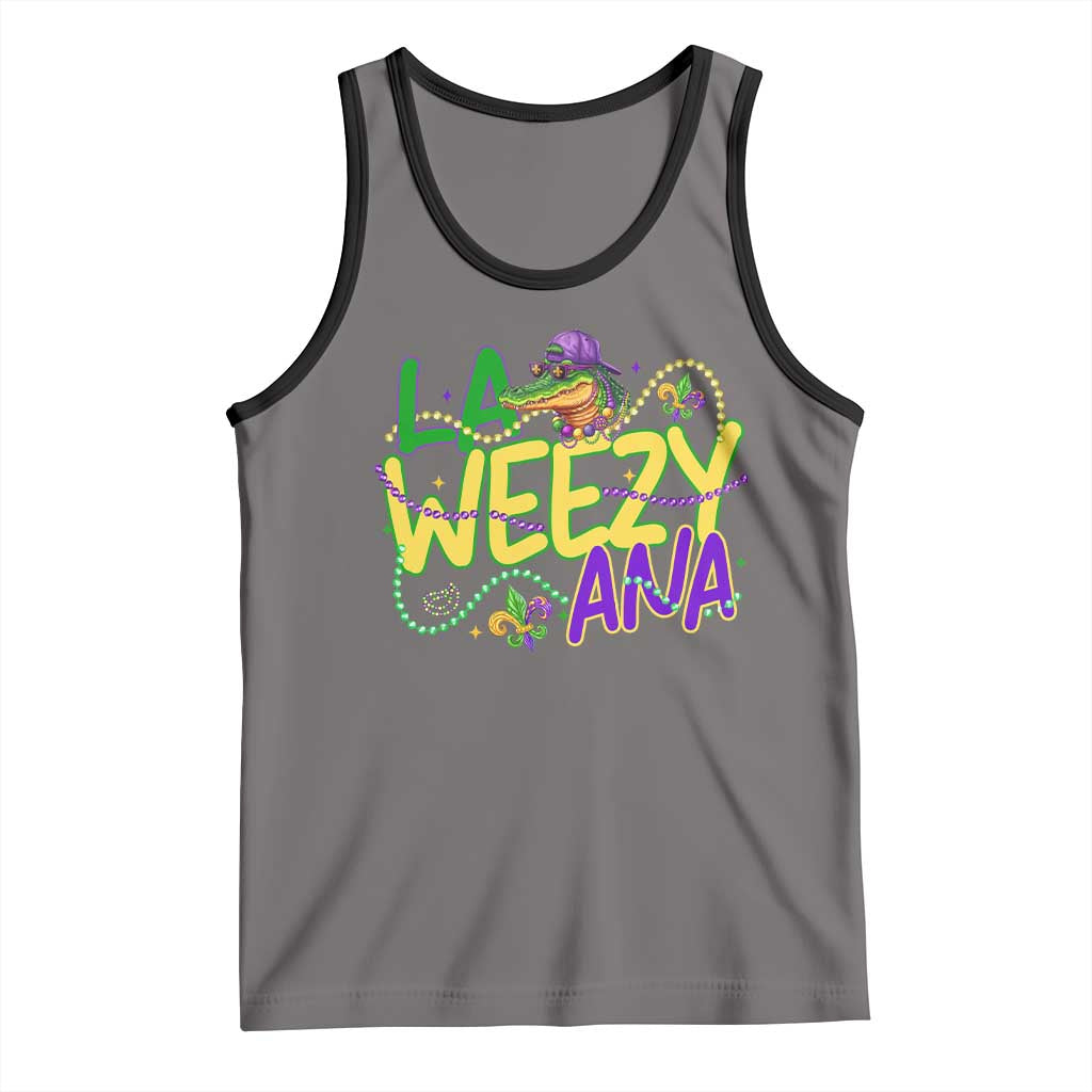 Mardi Gras Tank Top La Weezy Ana Hip Hop Aligator Louisiana TS09 Deep Heather Black Print Your Wear