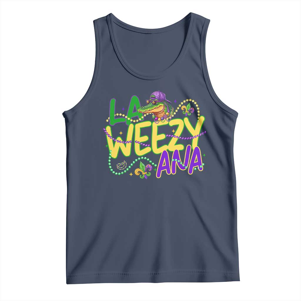 Mardi Gras Tank Top La Weezy Ana Hip Hop Aligator Louisiana TS09 Navy Print Your Wear