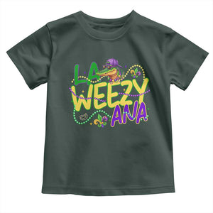 Mardi Gras Toddler T Shirt La Weezy Ana Hip Hop Aligator Louisiana TS09 Dark Forest Green Print Your Wear
