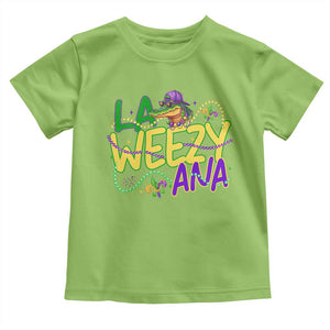 Mardi Gras Toddler T Shirt La Weezy Ana Hip Hop Aligator Louisiana TS09 Lime Print Your Wear