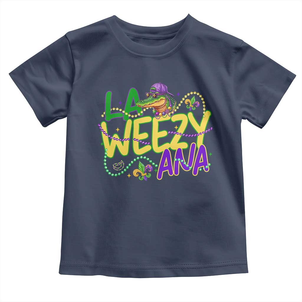 Mardi Gras Toddler T Shirt La Weezy Ana Hip Hop Aligator Louisiana TS09 Navy Print Your Wear
