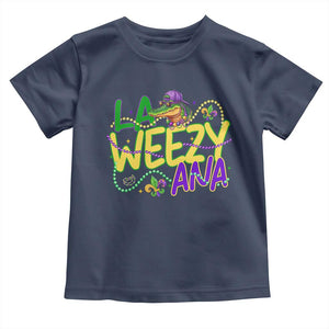 Mardi Gras Toddler T Shirt La Weezy Ana Hip Hop Aligator Louisiana TS09 Navy Print Your Wear