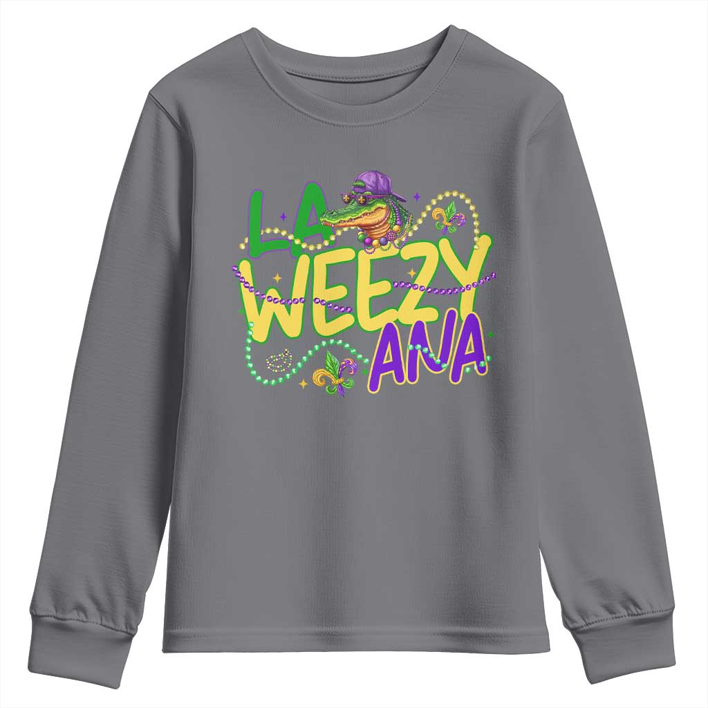 Mardi Gras Youth Sweatshirt La Weezy Ana Hip Hop Aligator Louisiana TS09 Charcoal Print Your Wear