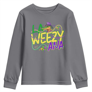 Mardi Gras Youth Sweatshirt La Weezy Ana Hip Hop Aligator Louisiana TS09 Charcoal Print Your Wear
