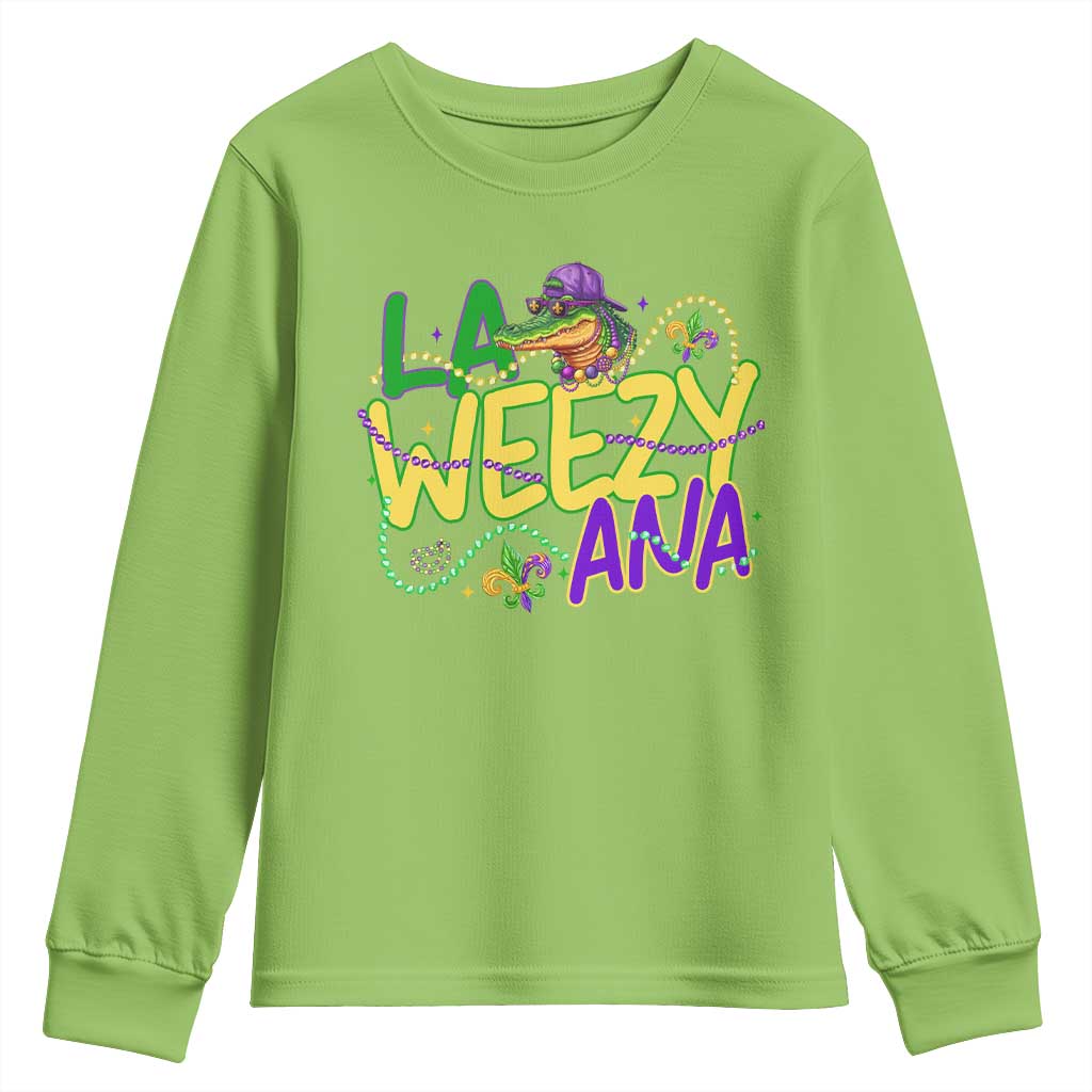 Mardi Gras Youth Sweatshirt La Weezy Ana Hip Hop Aligator Louisiana TS09 Lime Print Your Wear