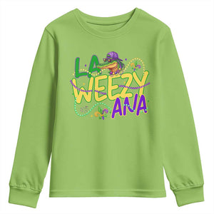 Mardi Gras Youth Sweatshirt La Weezy Ana Hip Hop Aligator Louisiana TS09 Lime Print Your Wear