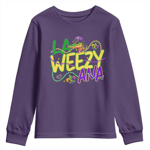 Mardi Gras Youth Sweatshirt La Weezy Ana Hip Hop Aligator Louisiana TS09 Purple Print Your Wear