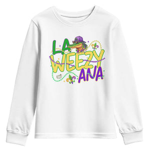 Mardi Gras Youth Sweatshirt La Weezy Ana Hip Hop Aligator Louisiana TS09 White Print Your Wear